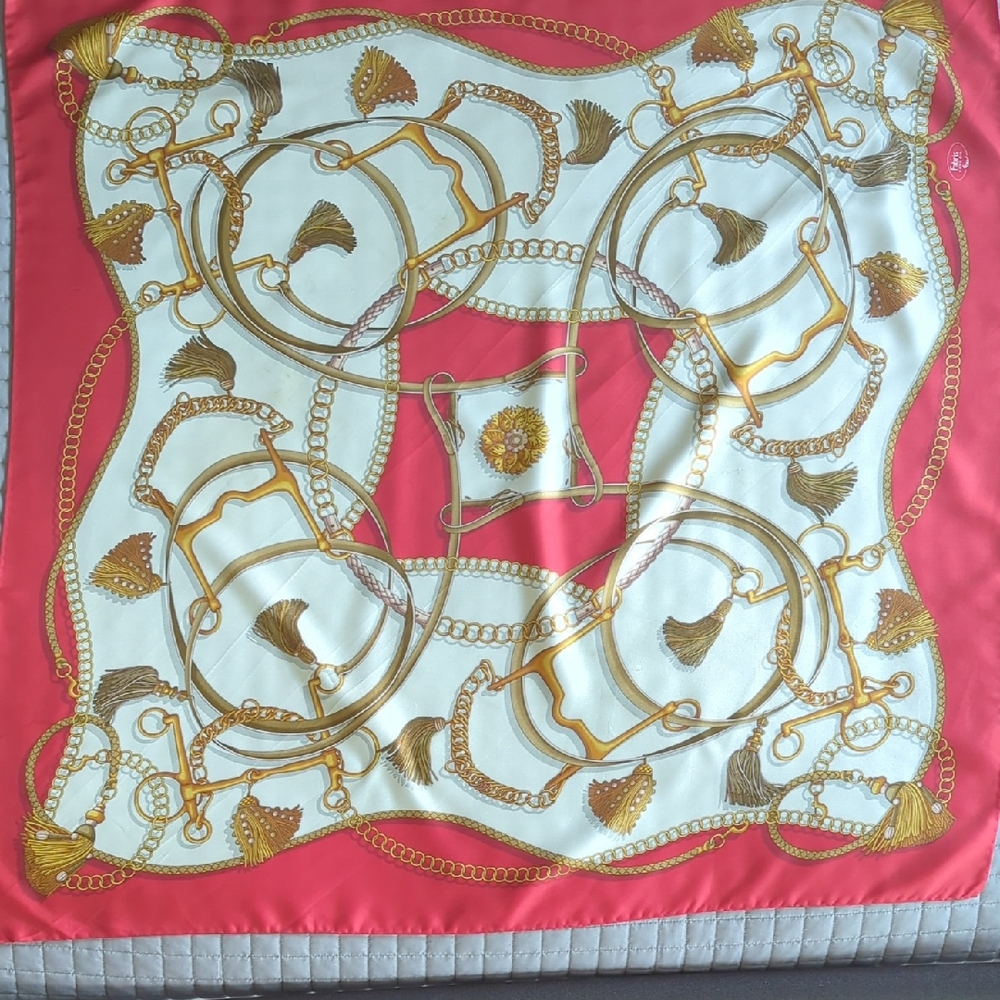 Fabris Venezia  Elegant Silk Red and Gold Scarf